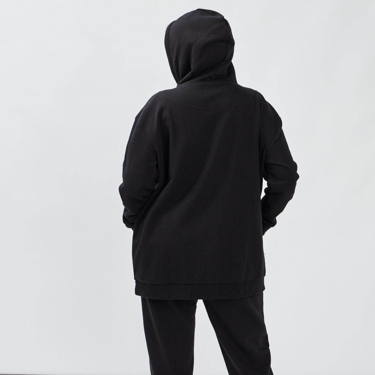 Sweat à capuche zippé noir femme grande taille