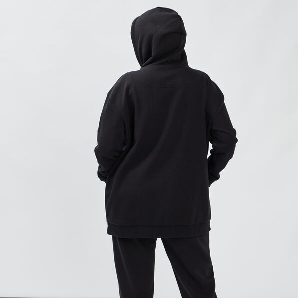 Sweat à capuche zippé noir femme grande taille