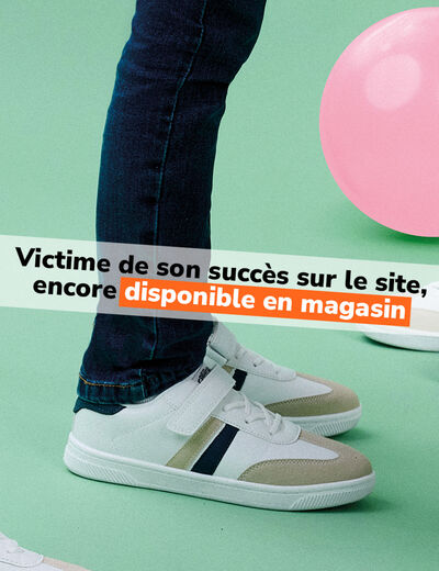 Tennis basses à scratchs blanc garçon