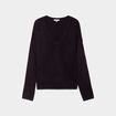 Pull col en V manches longues noir femme
