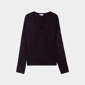 pull col en v manches longues noir femme Pull col en V manches longues noir femme