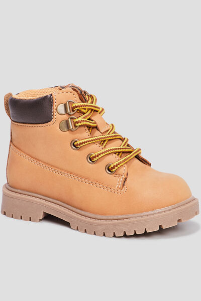 Boots crant&eacute;es zipp&eacute;es &agrave; lacets Bali jaune b&eacute;b&eacute; gar&ccedil;on