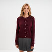 Gilet col rond manches longues bordeaux femme