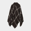 Poncho à col roulé bords à franges fines gris foncé femme