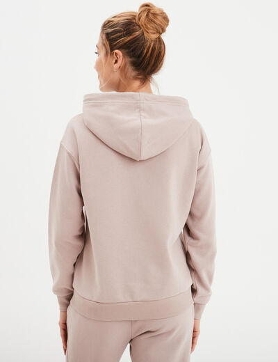 Sweat hoodie molleton à capuche marron clair femme