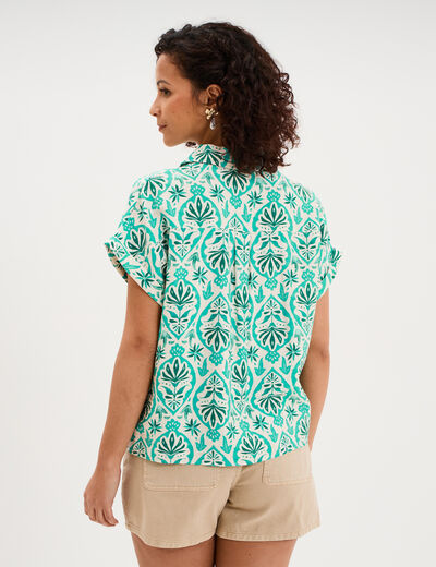 Chemise manches courtes 2 poches ecru femme