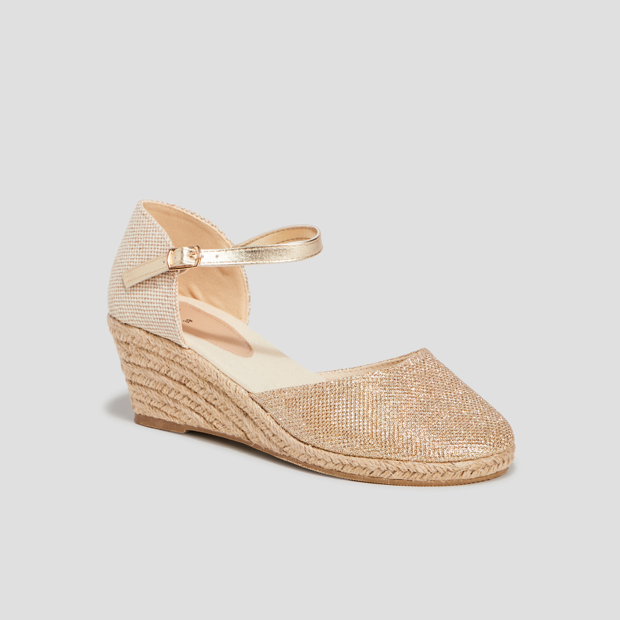 Sandales espadrilles compensées jaune or femme LH