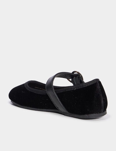 Ballerines effet velours noir fille