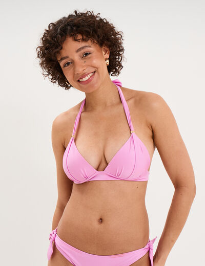 Haut de maillot de bain forme triangle rose clair femme