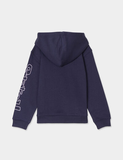 Sweat à capuche hoodie Stitch bleu marine fille