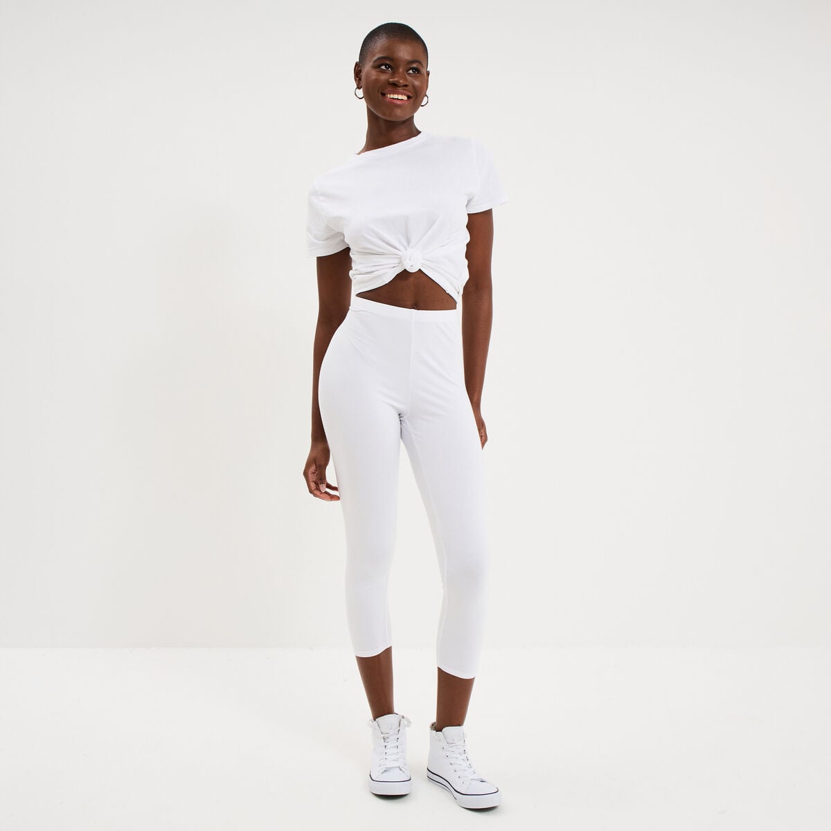 Legging &eacute;lastiqu&eacute; 7/8&egrave;me blanc femme