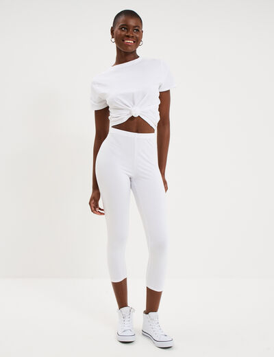 Legging &eacute;lastiqu&eacute; 7/8&egrave;me blanc femme