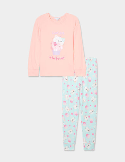 Ensemble pyjama pantalon 2 pièces rose poudrée fille