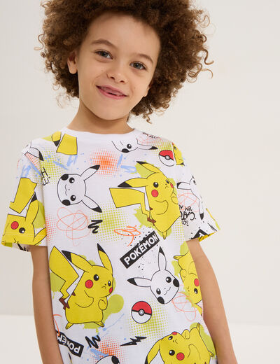T-shirt manches courtes Pokémon Pikachu blanc garçon
