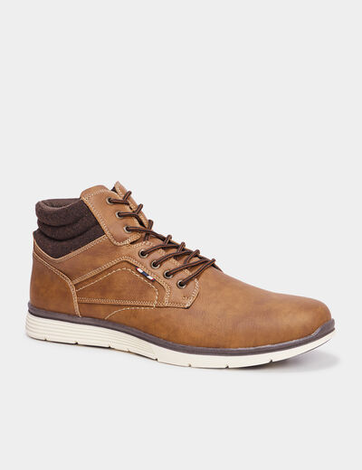 Bottines montantes &agrave; lacets marron homme