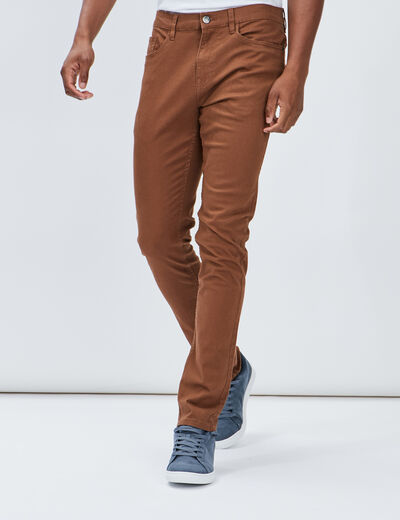 Pantalon droit en coton stretch camel homme