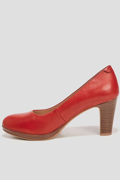 Escarpins à talons en cuir rouge femme