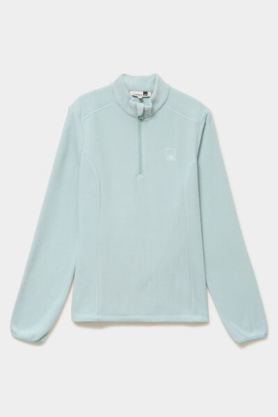 Sweat polaire col camionneur bleu gris femme