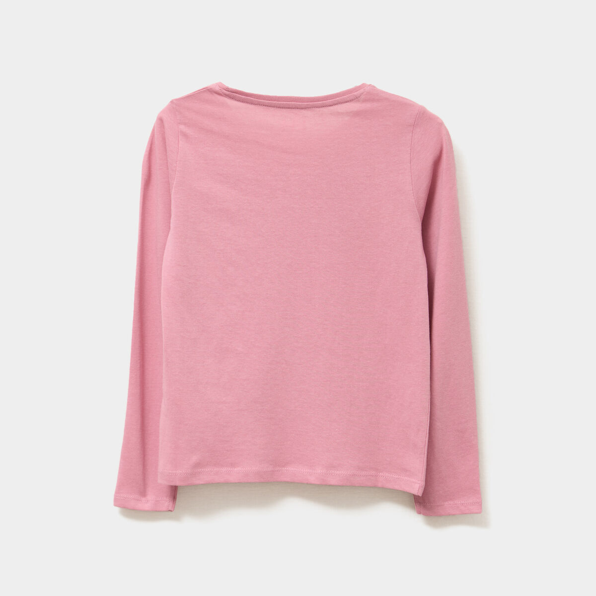 T-shirt col rond manches longues coton vieux rose fille