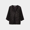 Blouse sequins manches 3/4 transparentes noir femme grande taille