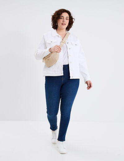 Jeans skinny 7/8ème taille haute denim stone femme grande taille