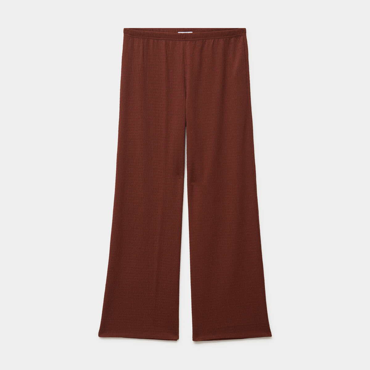 Pantalon effet gaufr&eacute; fluide bordeaux femme