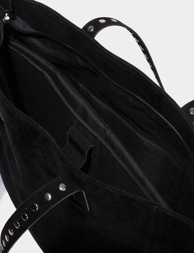 Sac cabas effet su&eacute;dine noir femme