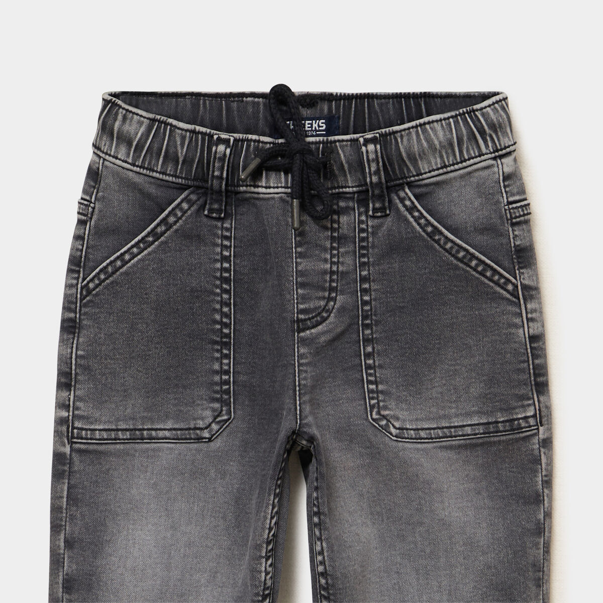 Jeans jogger droit taille &eacute;lastiqu&eacute;e denim gris gar&ccedil;on