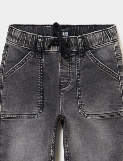 Jeans jogger droit taille &eacute;lastiqu&eacute;e denim gris gar&ccedil;on
