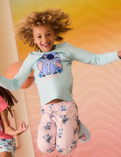 Ensemble pyjama pantalon coton Stitch vert fille