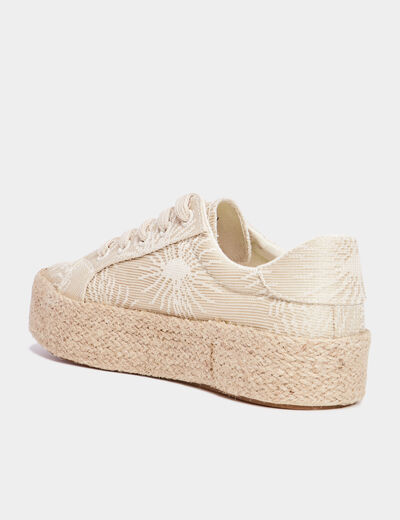 Tennis en toile à lacets sable femme