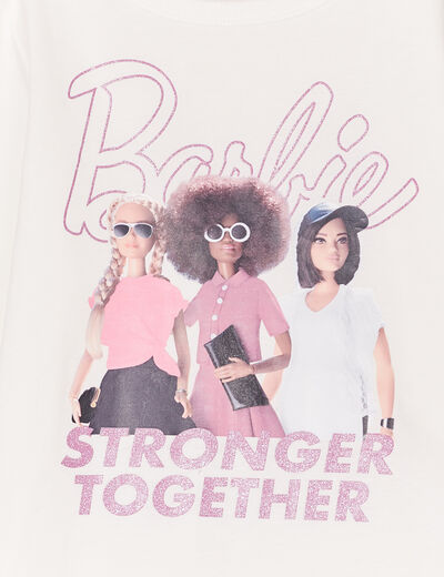 T-shirt manches longues coton Barbie ivoire fille