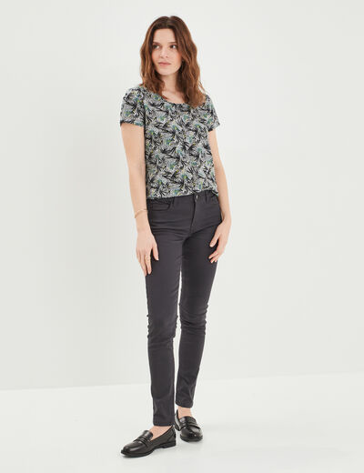 Pantalon slim en coton elasthanne gris foncé femme