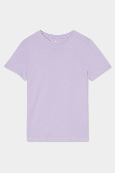 T-shirt en coton manches courtes mauve gar&ccedil;on