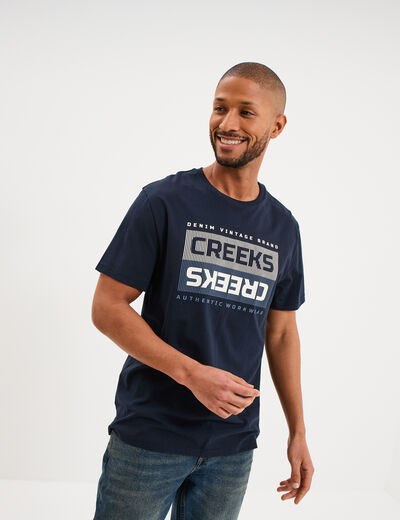 T-shirt manches courtes coton bleu marine homme