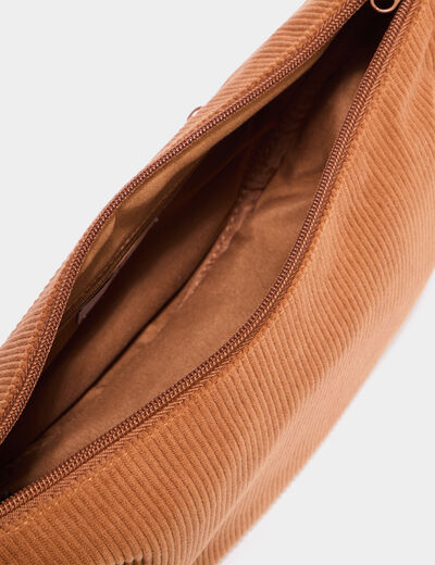Sac banane effet velours c&ocirc;tel&eacute; camel femme