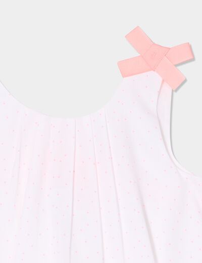 Robe sans manches détails noeuds ecru bébé fille