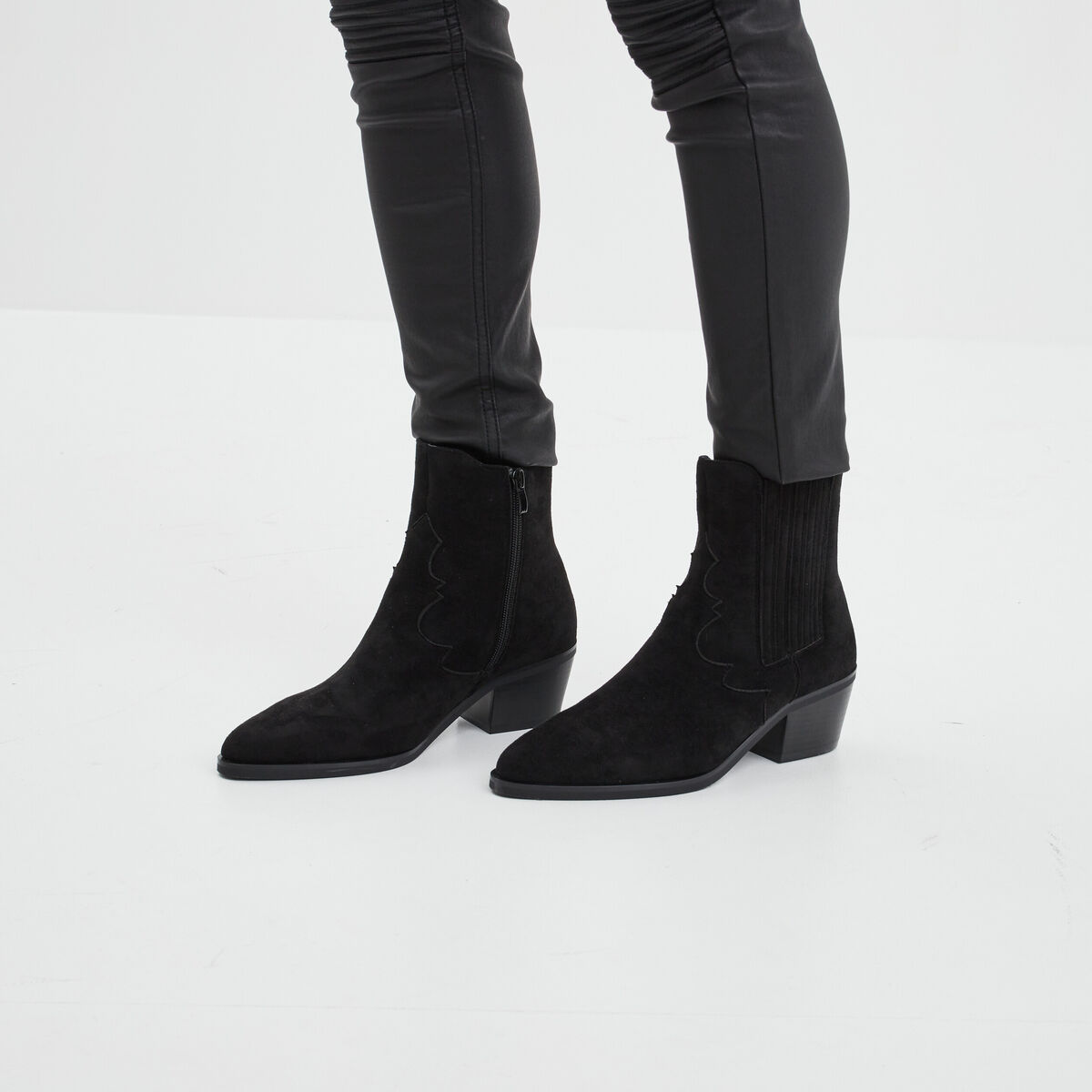Bottines santiags à talons noir femme