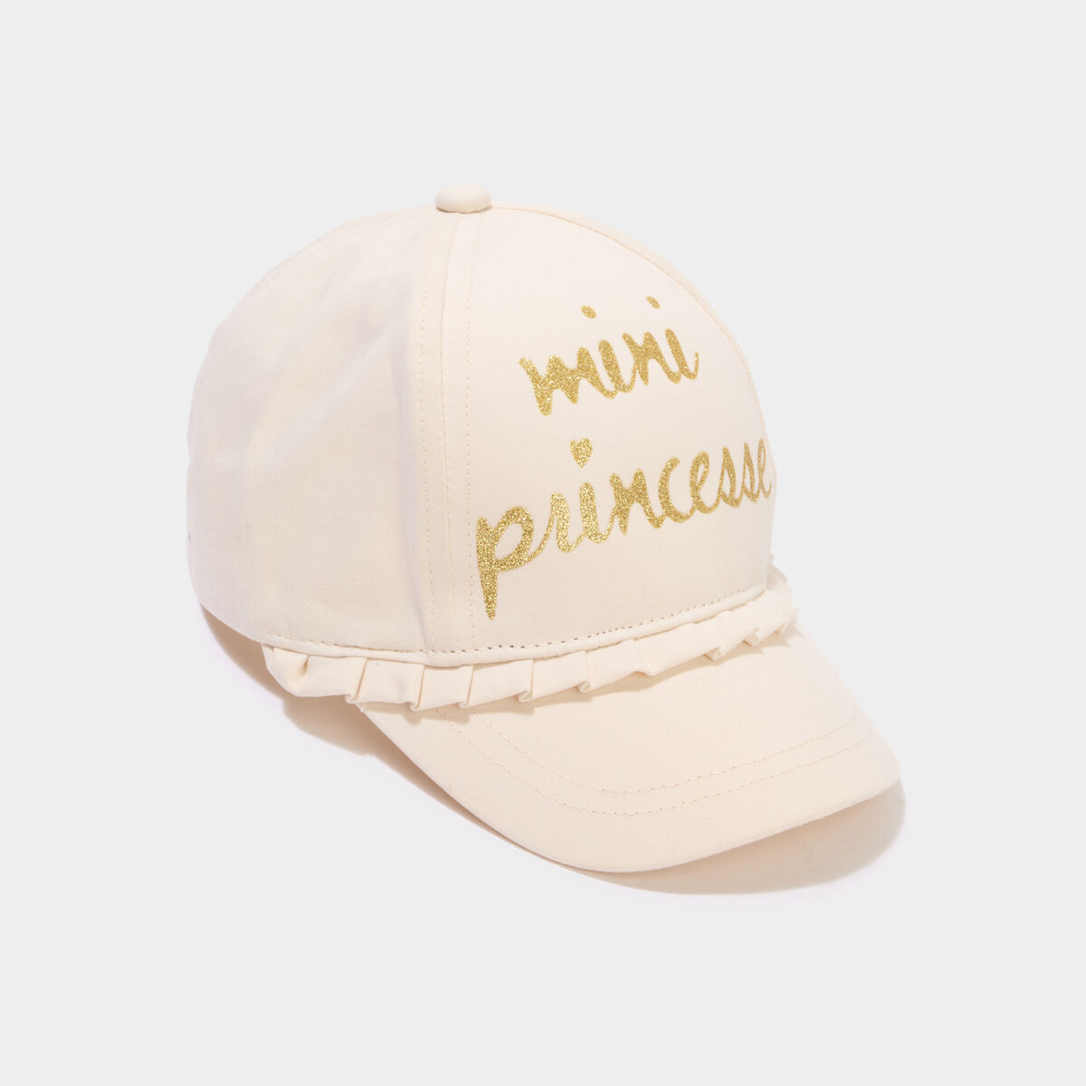 Casquette bomb&eacute;e en coton ivoire b&eacute;b&eacute; fille
