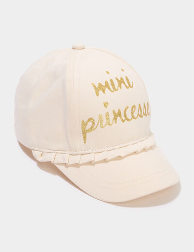 Casquette bomb&eacute;e en coton ivoire b&eacute;b&eacute; fille