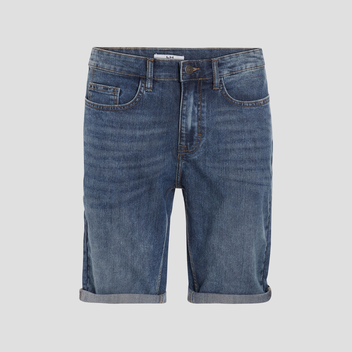 Bermuda stretch droit en jean denim stone homme