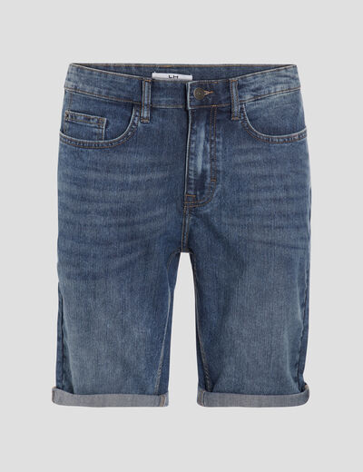Bermuda stretch droit en jean denim stone homme