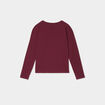 T-shirt coton manches longues à fronces bordeaux fille