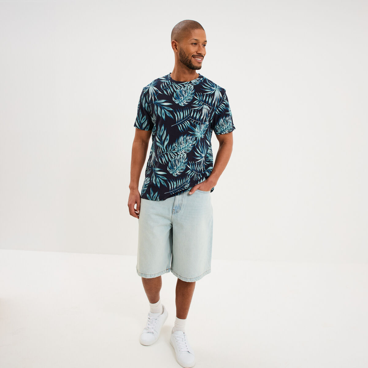 T-shirt manches courtes bleu marine homme
