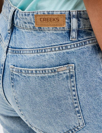 Jeans straight 5 poches coton Creeks denim double stone femme