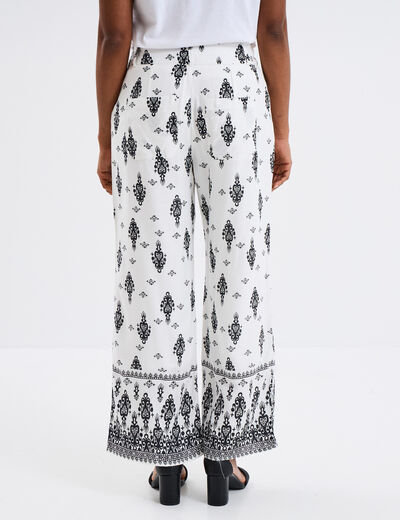 Pantalon regular ecru femme