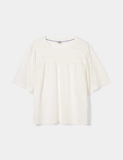 T-shirt manches courtes volantées Creeks blanc femme