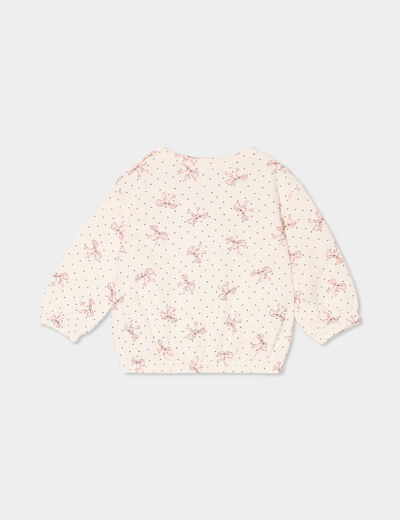 Sweat oversize manches longues col rond creme bébé fille