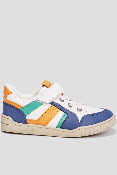 Tennis basses en cuir Kickers Windo blanc garçon