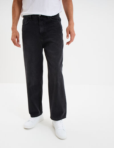 Jeans baggy 5 poches coton denim noir homme